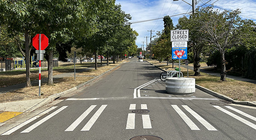 Maple Elementary showing a permanent school street but no artwork.