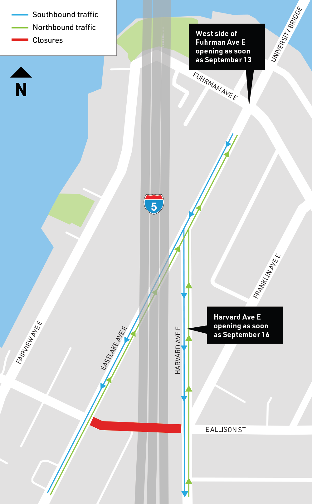 Image shows we are reopening Harvard Ave E