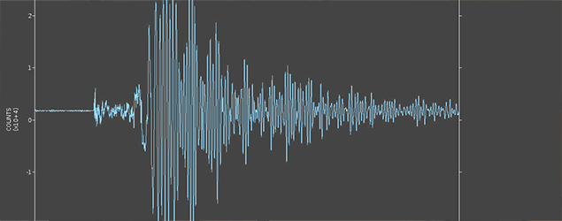 Offshore Vancouver Island, Canada magnitude 6.0 earthquake (8:54 AM, 13 April 2023) This is a seismogram from the Newport seismic station in Washington State, USA. The noise was caused by a magnitude 6.0 earthquake that hit offshore from Vancouver Island, Canada at 8:54 AM, local time, on 13 April 2023.