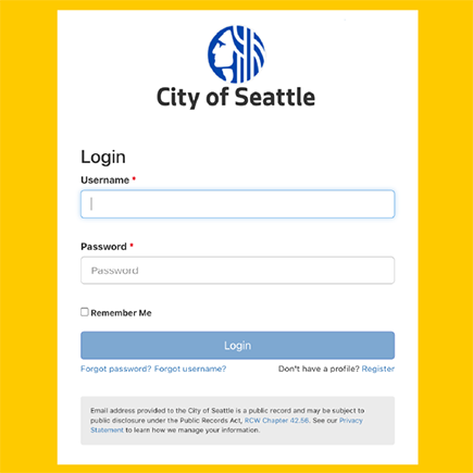 Scheduling your special item pickup is simple. Begin by logging into your account, or register for an acount profile if you don't have one.
