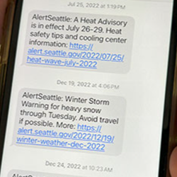 Text messages on a mobile phone