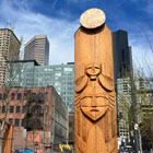 Honoring Our Muckleshoot Warriors by Tyson Simmons and Keith Stevenson, carved this warrior figure
