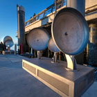 Land Buoy Bells uses industrial materials – steel tank ends - and transforms them into a set of five instruments.